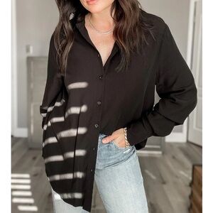 Classic Black Women's Button-Up Shirt with back detail